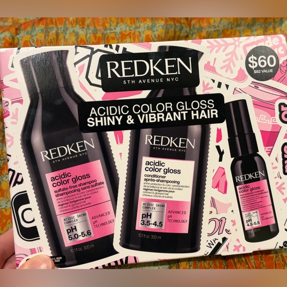 Redken Acidic Color Gloss Shiny Vibrant Hair Shampoo Conditioner Heat Treat Set - Picture 1 of 5
